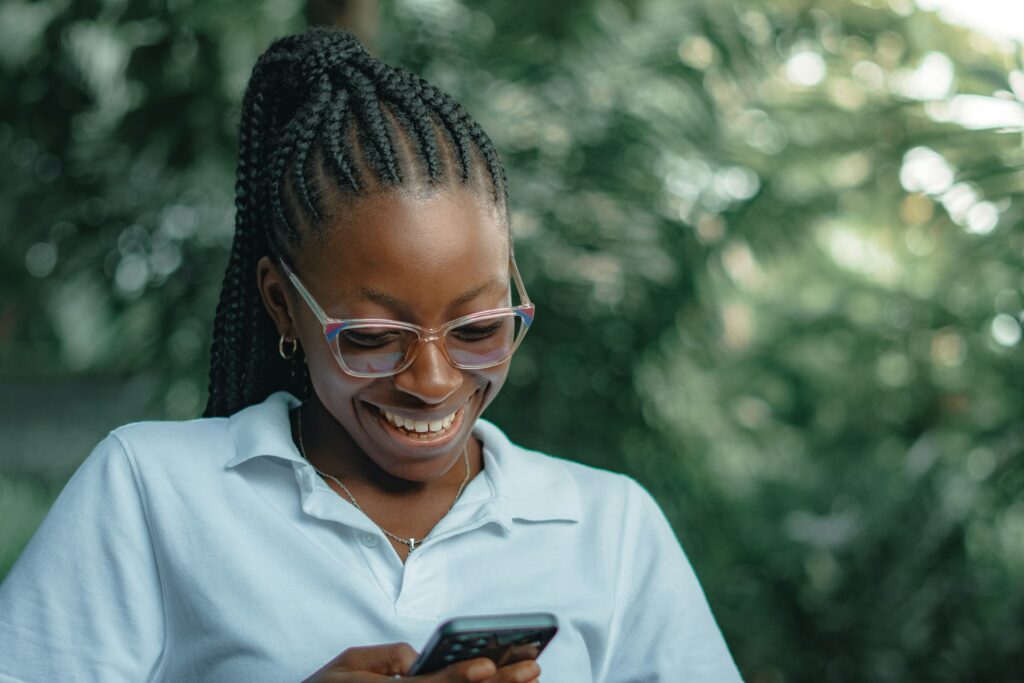 person playing mobile game